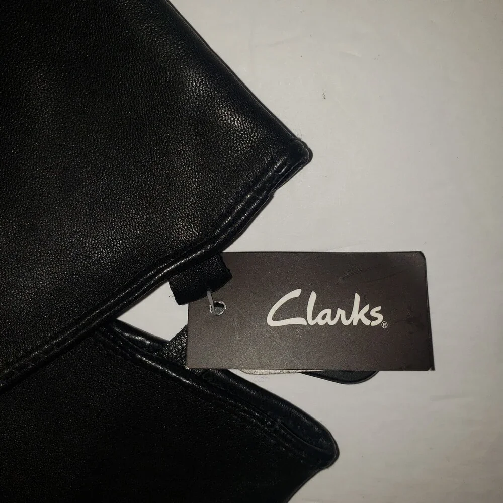 CLARKS Red Plaid Leather Gloves NEW